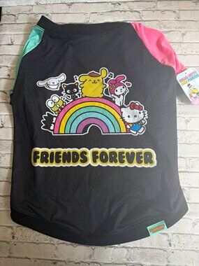 Hello Kitty and Friends “Friends Forever” Dog Shirt Black/Pink/Green Size Large